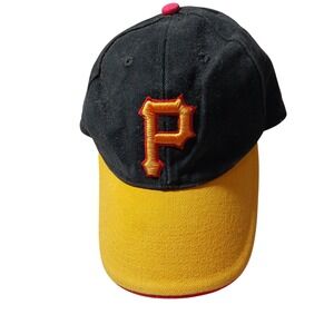 Pittsburgh Pirates Fitted Hat Dominion Logo MLB Cap Black‎ Gold VTG Retro Y2K